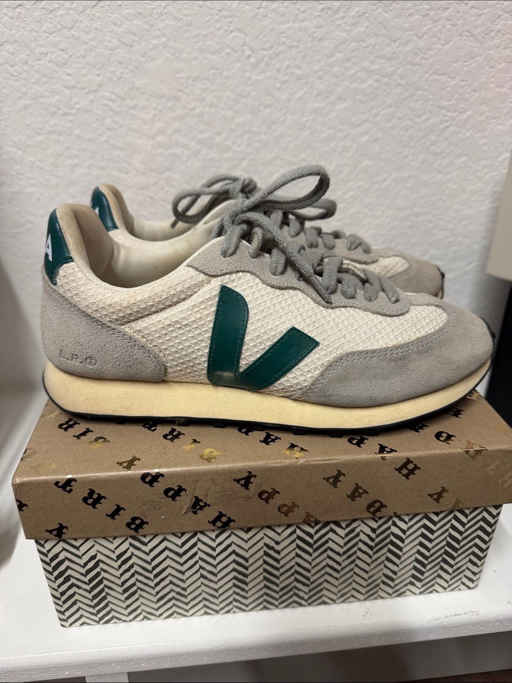 Veja Sneakers in Cream & Teal Green